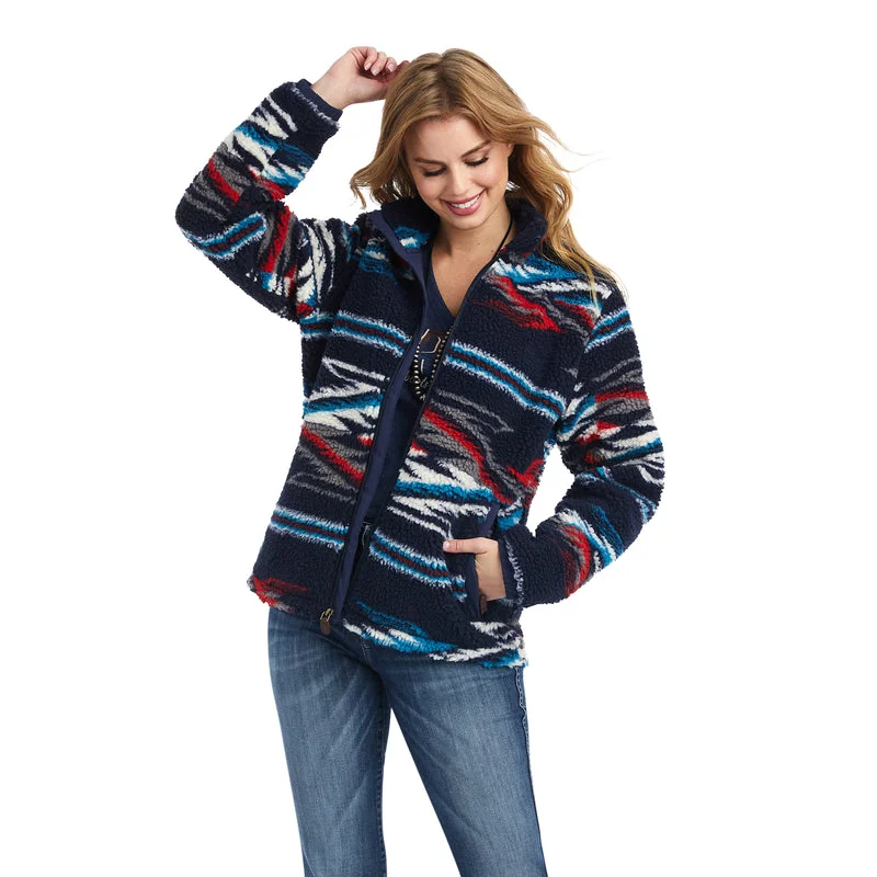 relaxed winter jacketAriat Women's Chimayo Fleece Jacket, Chimayo Jacquard Sherpa