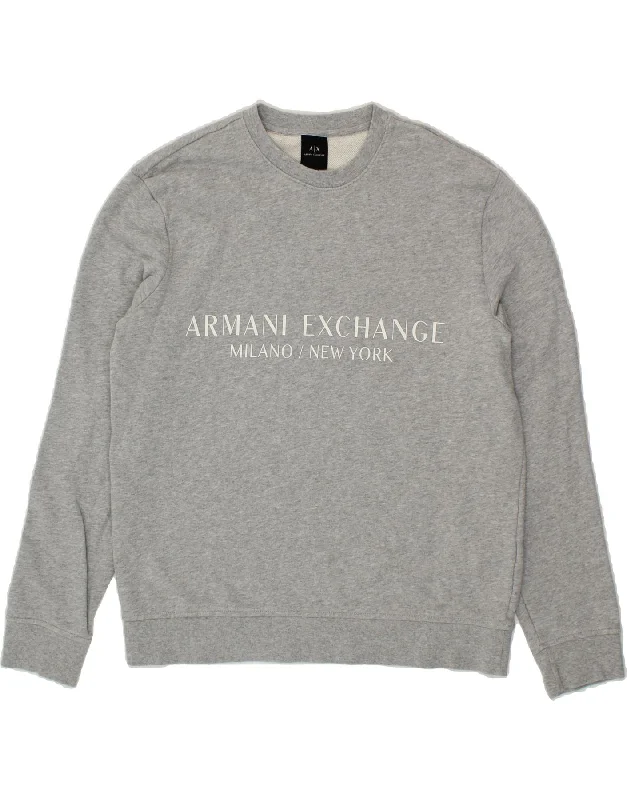 Closeout ARMANI EXCHANGE Mens Graphic Sweatshirt Jumper Large Grey Cotton