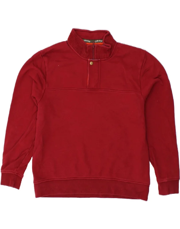 Don't Miss ORVIS Mens Zip Neck Sweatshirt Jumper Large Red Cotton