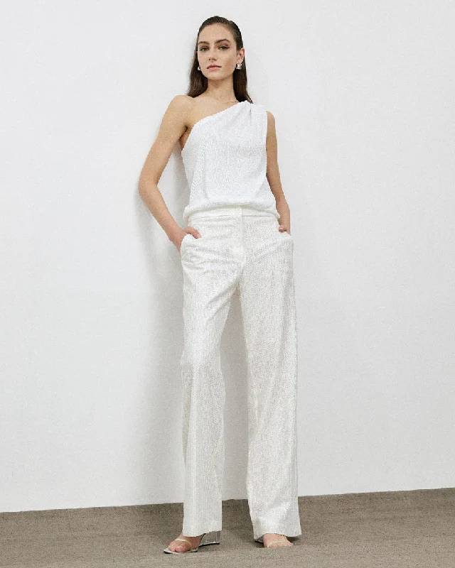 floral dressAccess Off White Sequin Trouser With Lace Detailing