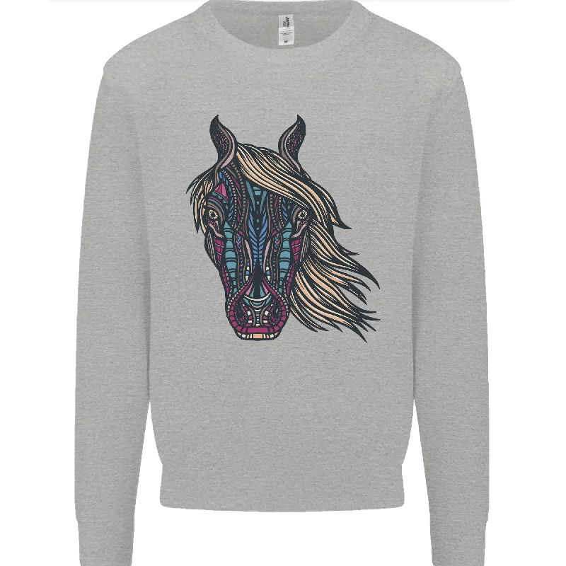 Deal of the Day high-quality athletic sweatshirtA Tribal Horse Equestrian Mens Sweatshirt Jumper