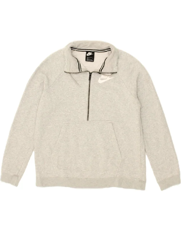 Special Discount NIKE Mens Zip Neck Sweatshirt Jumper Large Grey Cotton
