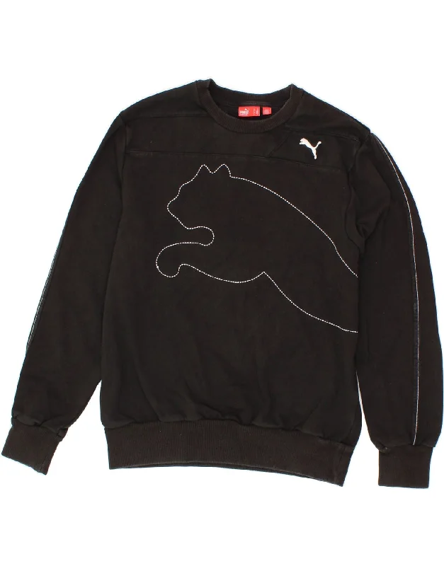 Amazing Deals PUMA Womens Graphic Sweatshirt Jumper UK 12 Medium Black Cotton