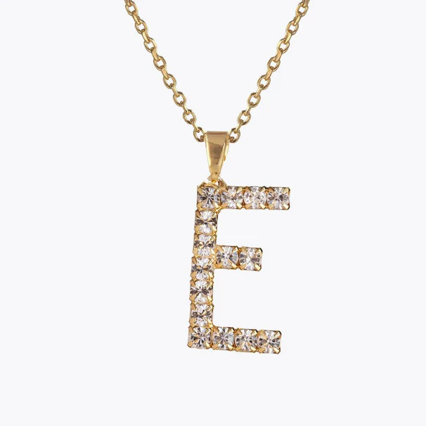 v-neck dressCaroline Svedbom Mini Letter Necklace Crystal E