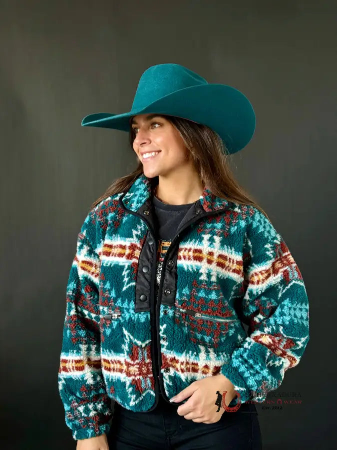 Today Only Rock&Roll Womens Aztec Printed Jacket teal