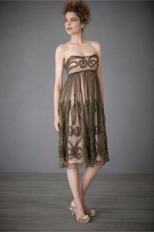 velvet dressBHLDN Emerald Mist Dress - Charcoal Gray / Blush lining