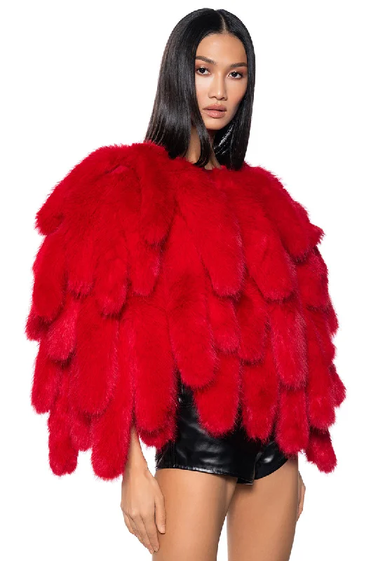 Fantastic Deals soft shell coatRUN THIS TOWN FAUX FUR FOX TAIL CAPE
