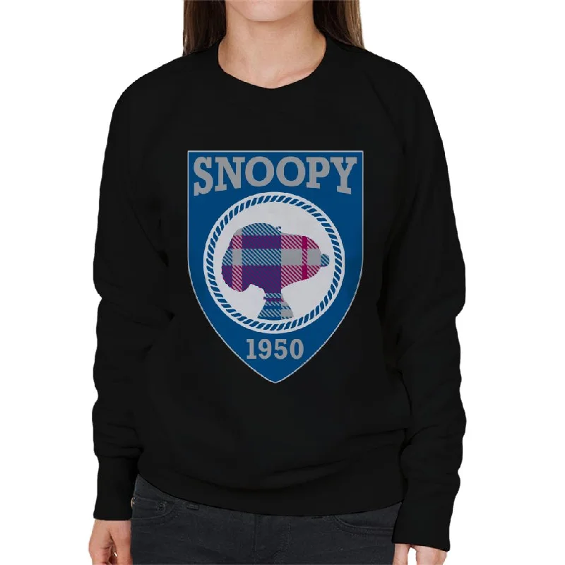 Amazing Deals fashion gym hoodiePeanuts Snoopy 1950 Blue Badge Design Women's Sweatshirt