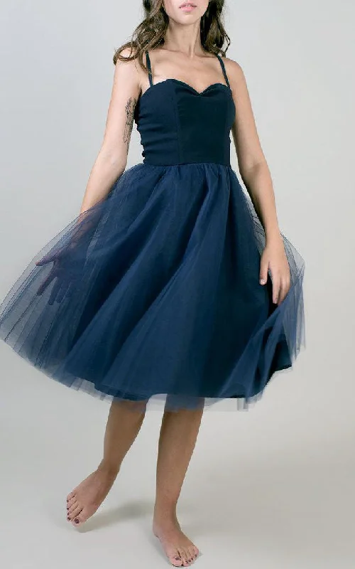 mini dressTea-length Sweetheart Sleeveless Sleeve Tulle Dress-105569