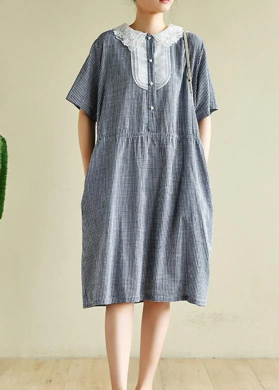 Price Drop playful dressWomen o neck elastic waist  clothes Neckline navy striped Dress