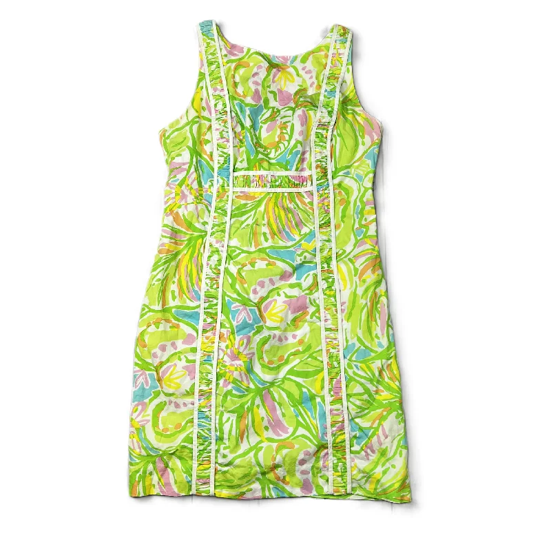 Online Specials satin midi dressGreen & Pink Dress Designer By Lilly Pulitzer, Size: 0