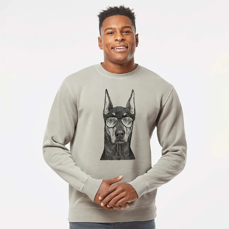 oversized gym sweatshirtAviator Drake the Doberman Pinscher - Unisex Pigment Dyed Crew Sweatshirt