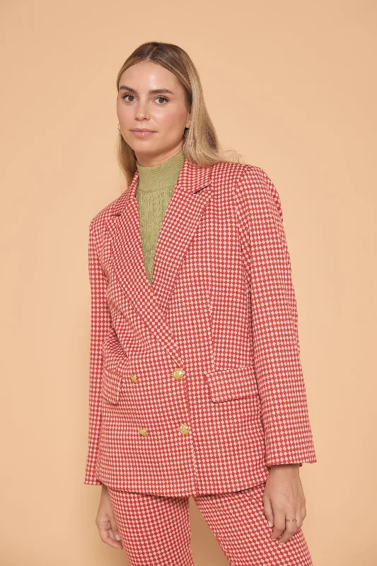 A-line dressMd'M Red Check Harlequin Knitted Blazer