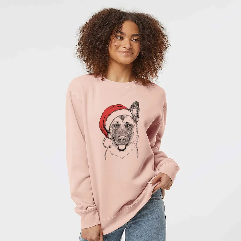 athletic casual sweatshirtSanta Trooper the German Shepherd - Unisex Pigment Dyed Crew Sweatshirt