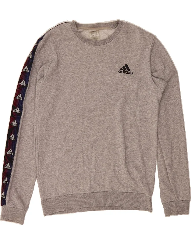 Act Fast ADIDAS Mens Graphic Sweatshirt Jumper Small Grey Colourblock Cotton