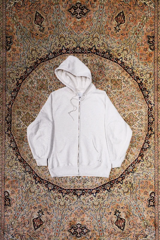 SUGARHILL ZIP-UP RAW EDGE HOODIE(WHITE)