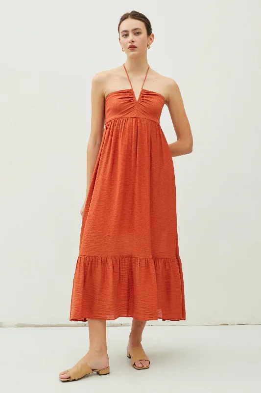 Special Savings mini dressRust Halter Midi Dress