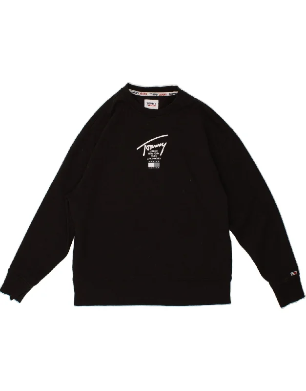 Best Deals TOMMY HILFIGER Mens Graphic Sweatshirt Jumper Medium Black Cotton