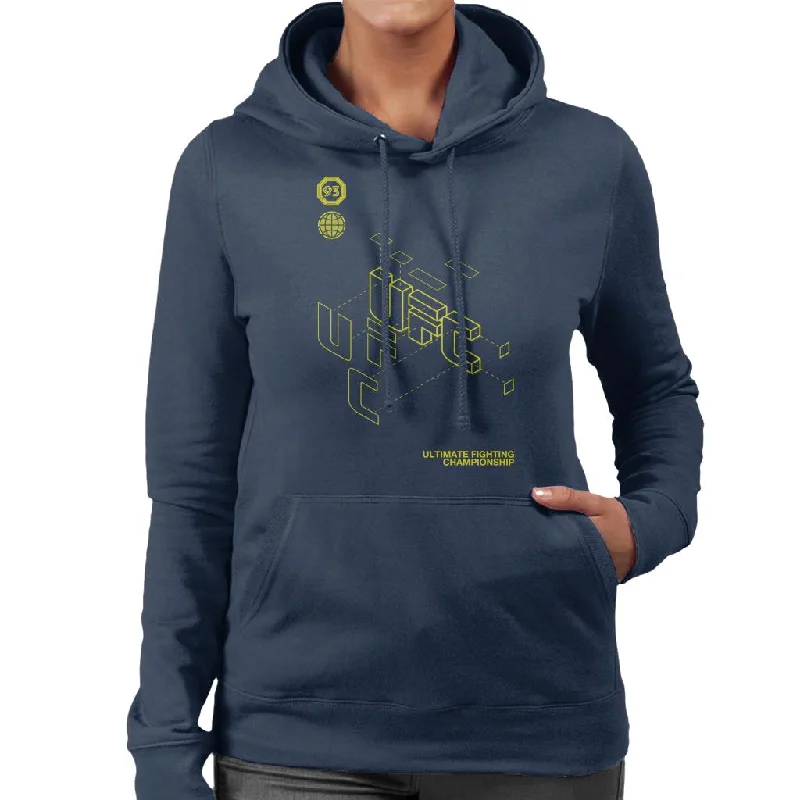 Big Discounts casual streetwear hoodieUFC Retro Yellow Blueprint Women's Hooded Sweatshirt