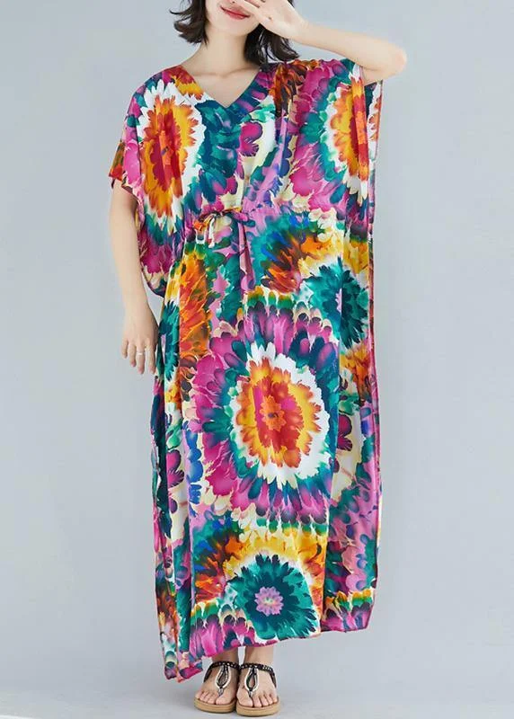 Instant Discount vintage dressWomen v neck tie waist cotton Fashion Ideas purple print Dress summer Instant Discount vintage dressWomen v neck tie waist cotton Fashion Ideas purple print Dress summer