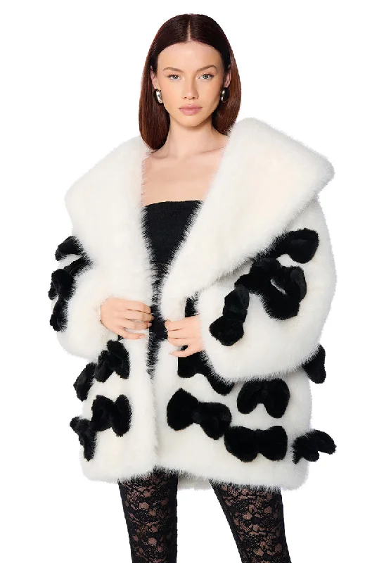 Fantastic Offers slim fit coatBOW CORE FAUX FUR JACKET
