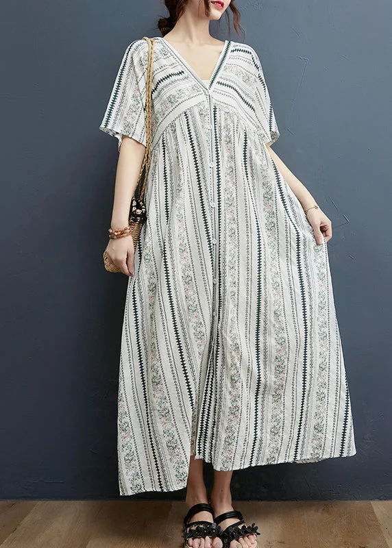 Bargain Prices wrap dressWhite Baggy Cotton Beach Dresses Button Short Sleeve