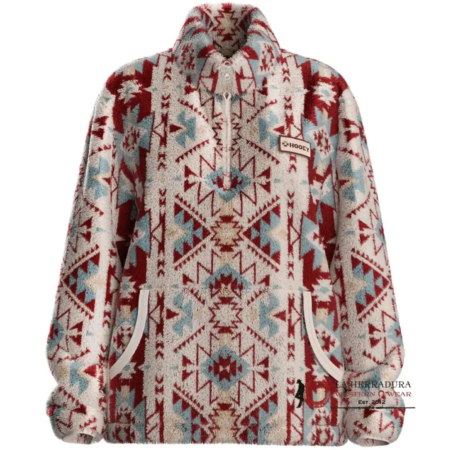 Fantastic Offers Hooey Womens Fleece Pull Over-Pink/Aztec