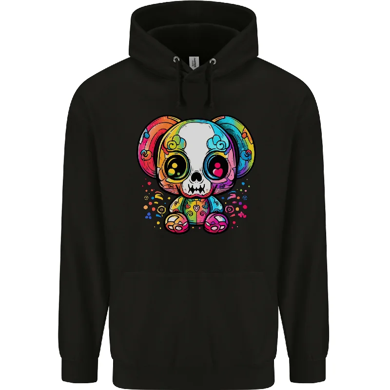 soft sports hoodieA Cute Teddy Bear Demon Skull Mens 80% Cotton Hoodie