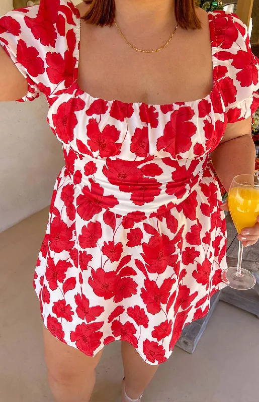 Bonus Savings urban street coatDanyal Red Anemone Floral Print Mini Dress