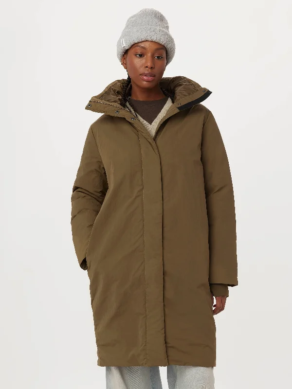 contemporary coatThe Iceland Long Coat in Dark Olive