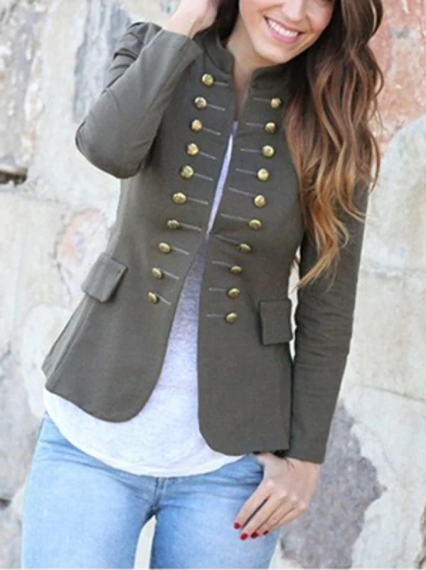 New Deals chic wool coatAutumn and Winter Slim Double-Breasted Solid Color Long-Sleeved Small Blazer