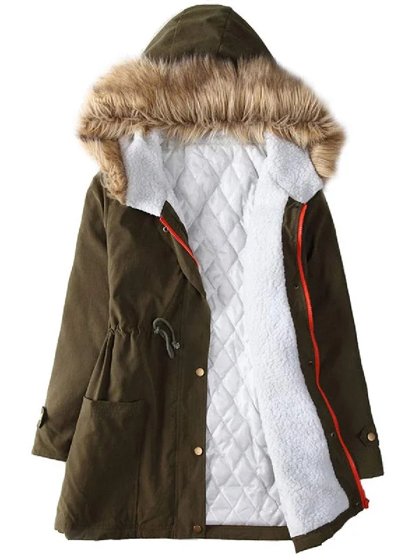 Exclusive Savings sleek trench coatPlus Velvet Thick Warm Hooded Fur Collar Coat