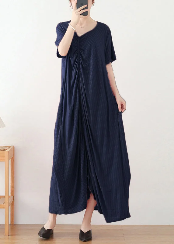 Savings Galore stylish dress2024 Navy Asymmetrical Design Cotton Long Dress Short Sleeve Savings Galore stylish dress2024 Navy Asymmetrical Design Cotton Long Dress Short Sleeve
