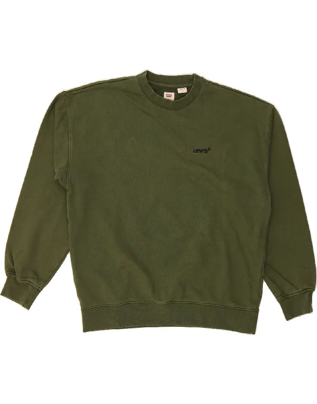 YEAR-End Clearance LEVI'S Mens Relaxed Fit Sweatshirt Jumper Medium Green Cotton