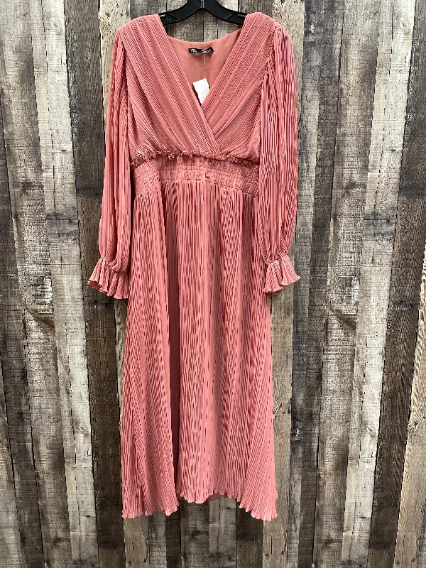 pleated dressDress Casual Maxi By Zara In Mauve, Size: L