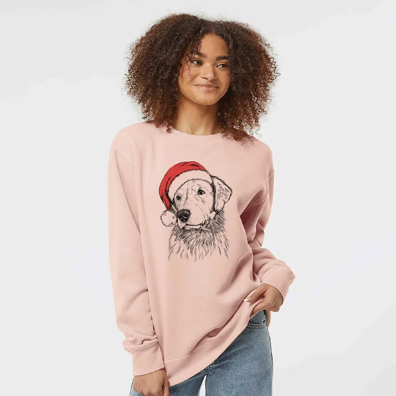 sporty casual hoodieSanta Quinn the Golden Retriever - Unisex Pigment Dyed Crew Sweatshirt