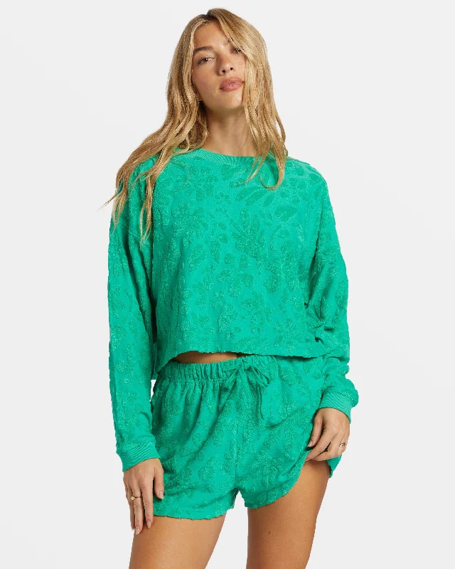 Clearance Items Loosen Up Crew Neck Sweatshirt - Tropical Green