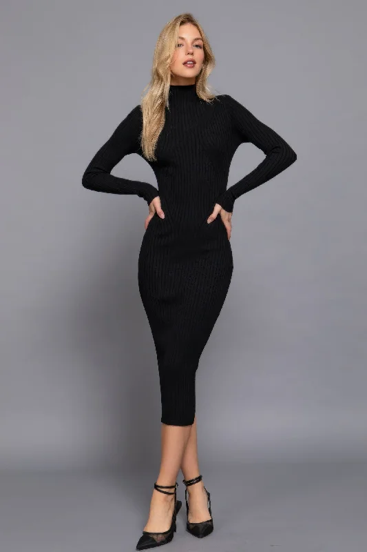 ruffle dressLong Sleeve High Neck Sweater Long Dress