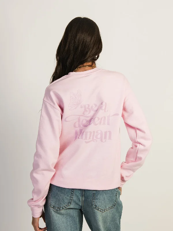 Best Bargains BARSTOOL SPORTS BE A DECENT HUMAN TEXT CREWNECK