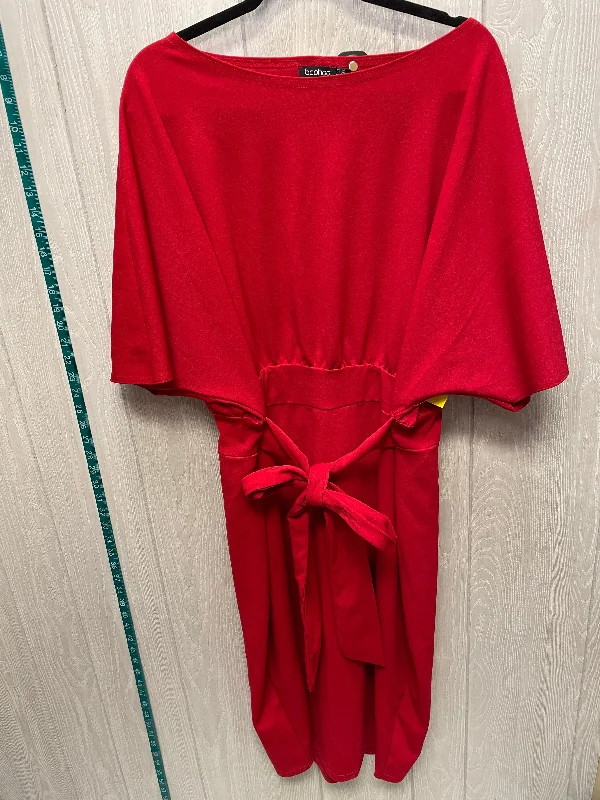 playful dressDress Party Midi By Boohoo Boutique In Red, Size: 1x