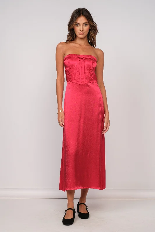 Early Access t-shirt dressRed Silky Midi Dress