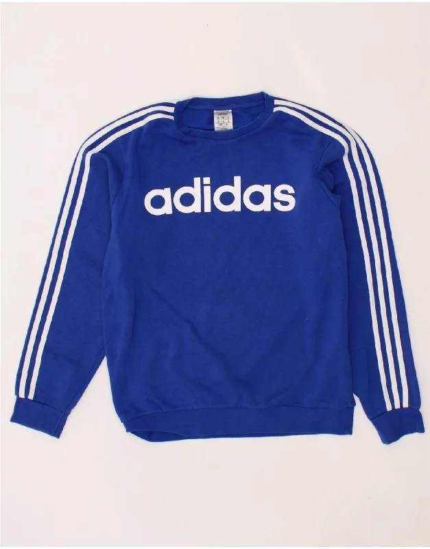 Instant Discount ADIDAS Mens Graphic Sweatshirt Jumper Medium Blue Cotton