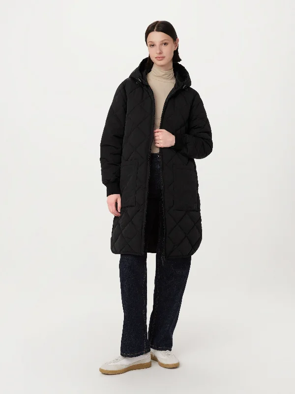 fitted coatThe Skyline Maxi Hooded Coat in Black