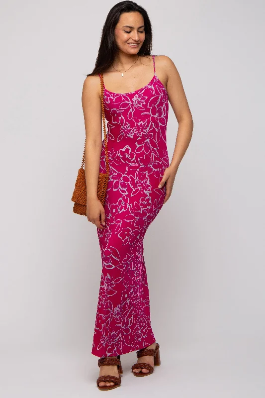 Clearance Items high-waisted dressMagenta Floral Maxi Dress