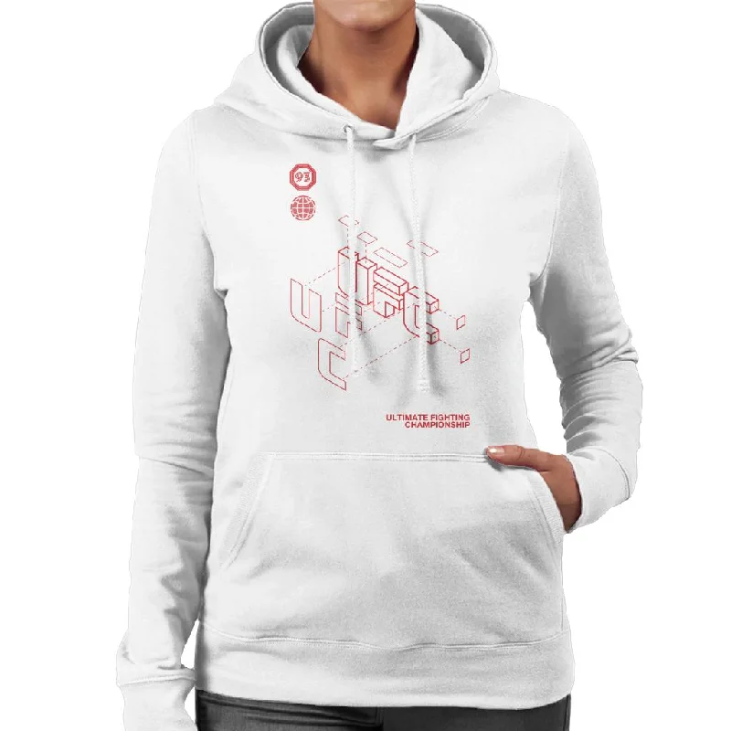 Savings Alert graphic hoodieUFC Retro Red Blueprint Women's Hooded Sweatshirt