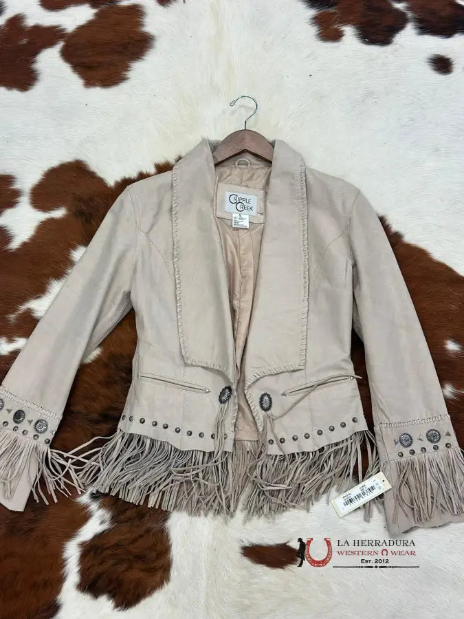 Deal of the Day CRIPPLE CREEK JACKET GENUINE LEATHER BROWN ON FRINGE