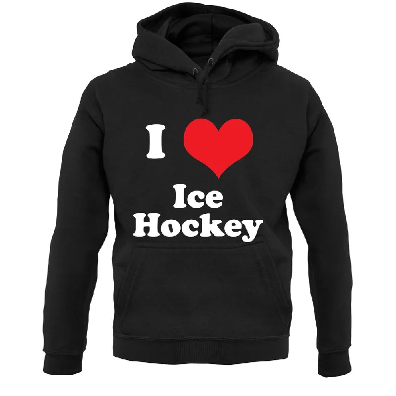 Deep Discounts casual streetwear hoodieI Love Ice Hockey Unisex Hoodie