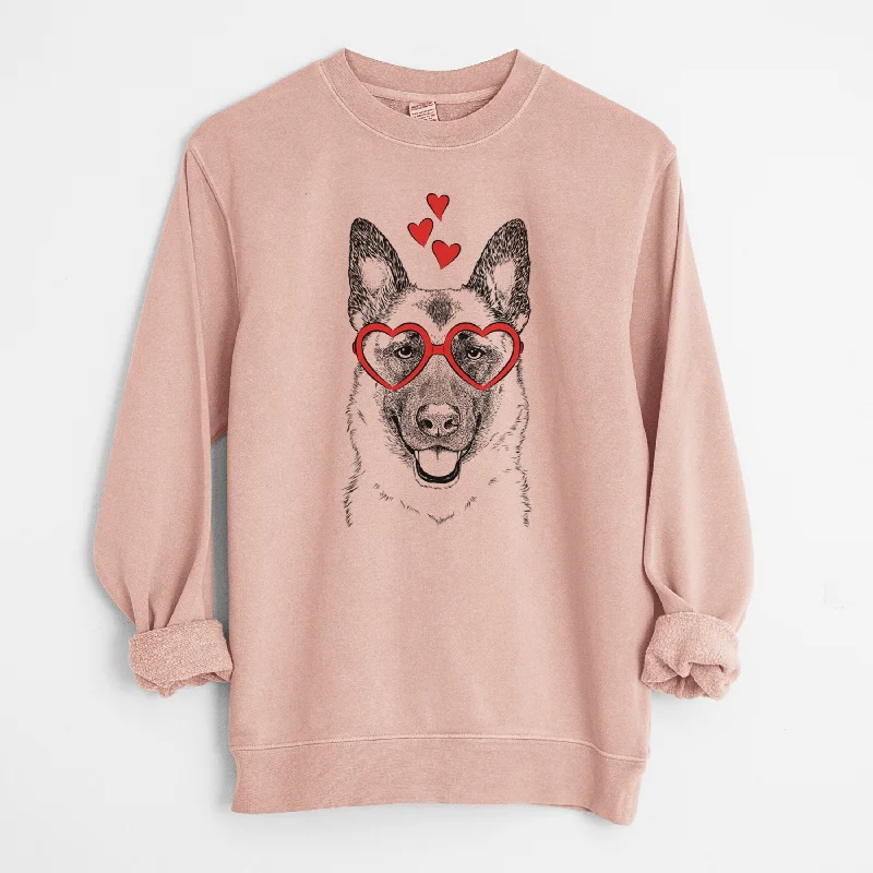 breathable workout hoodieValentine Trooper the German Shepherd - Unisex Pigment Dyed Crew Sweatshirt