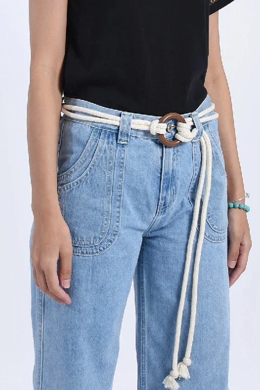 denim dressMolly Bracken Off White Woven Belt