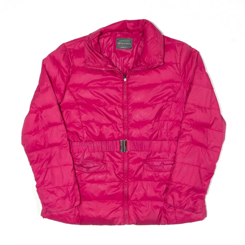 Epic Deals modern coatBENETTON Down Insulated Puffer Jacket Pink Womens UK 16